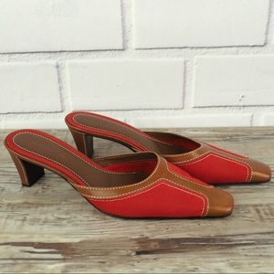 Unisa 8.5 red brown leather heeled mule